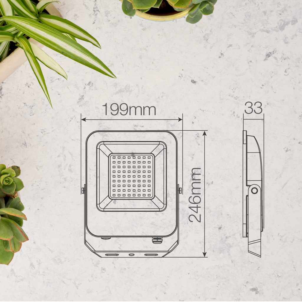Proyector aluminio LED Santadi 100W 6500K IP65 Negro